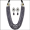 BLACK CRYSTAL NECKLACE - SJPSEP-9150 - Click here to View more details about this Product